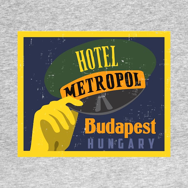 Vintage hotel luggage stamp tourist travel Budapest Hungary by BigMRanch